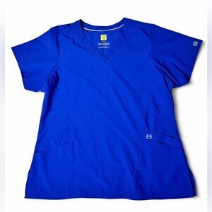 WonderWink Scrub Top Large Women’s Royal Blue V-Neck Modern Fit Medical Nurse